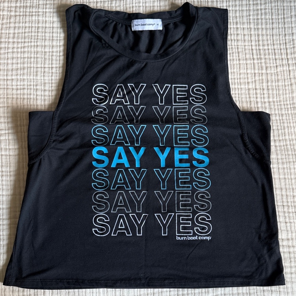 Burn Boot Camp Black and Blue Crop Tank